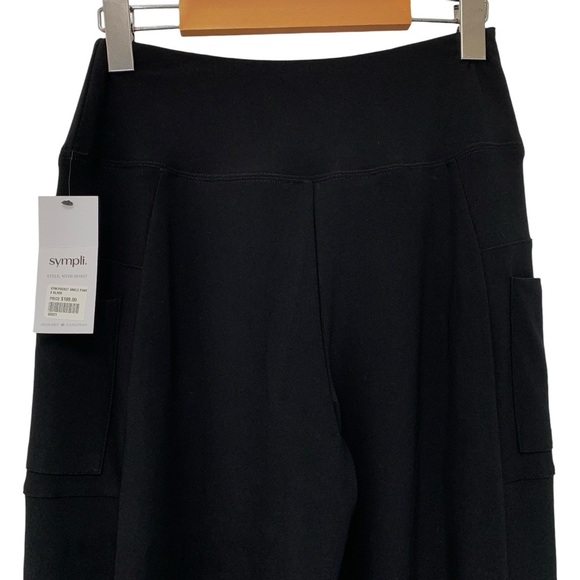 Sympli Pocket Ankle Pant Womens 6 Black Wide Leg Stretchy Travel New - Picture 5 of 8